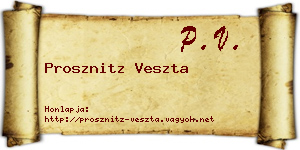 Prosznitz Veszta névjegykártya
